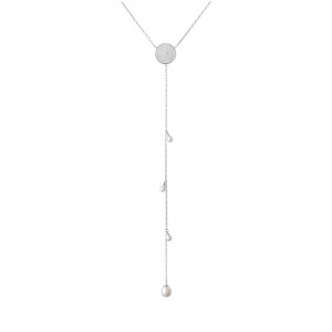Colier perle naturale albe si argint cu cristale DiAmanti SK19253N-W-G (Argint 925‰ 5,5 g.)
